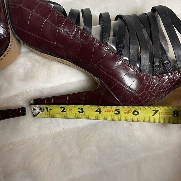 Circus By Sam Edelman Lennox burgundy crocs prints & black gladiator heels SZ8.5 - Picture 8 of 12